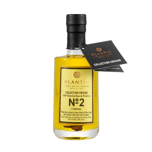 Huile d'olive AOP Baux de Provence - aromatisée truffe noire avec morceaux - 100ml PLANTIN