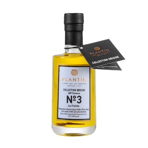 Huile d'olive AOP Provence - aromatisée truffe noire avec morceaux - 100ml PLANTIN